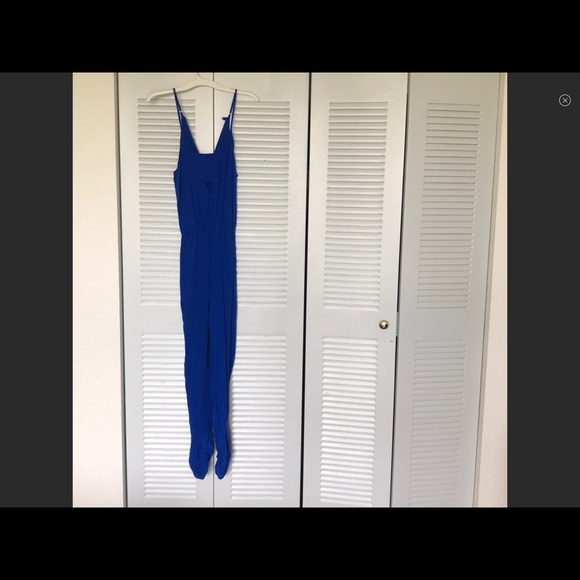 FLASH ⚡️⚡️⚡️ SALE!!! Karina Grimaldi blue silk jumpsuit, size XS - Picture 3 of 8